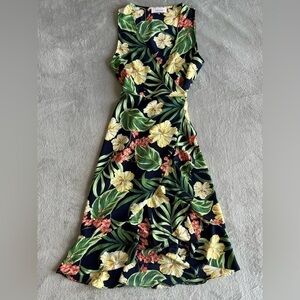 Bacio Hawaii Tropical Ruffles Wrap Dress Size Small